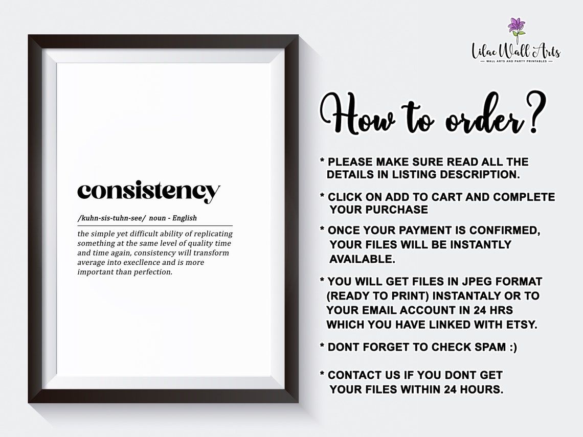 Consistency Definition Inspirational Dictionary Quote Wall Print - Image 2