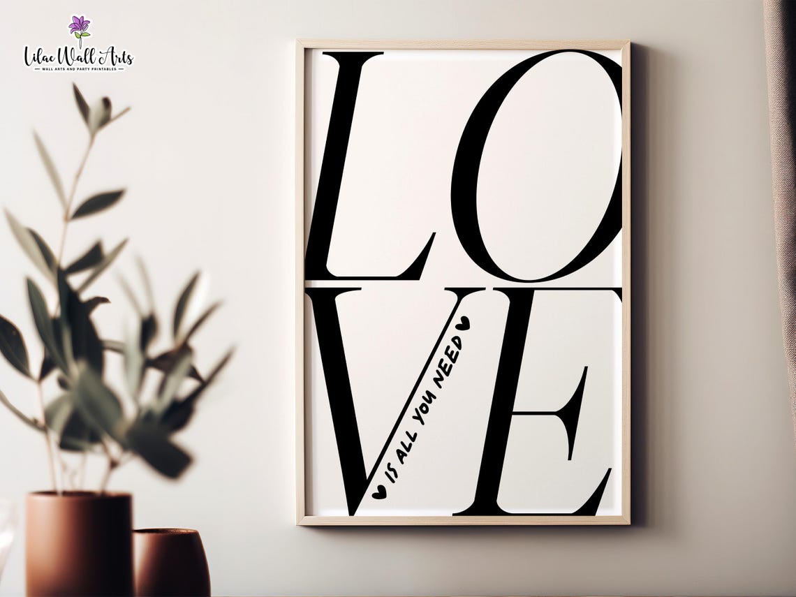 Love Is All You Need Minimalist Black White Typography Poster