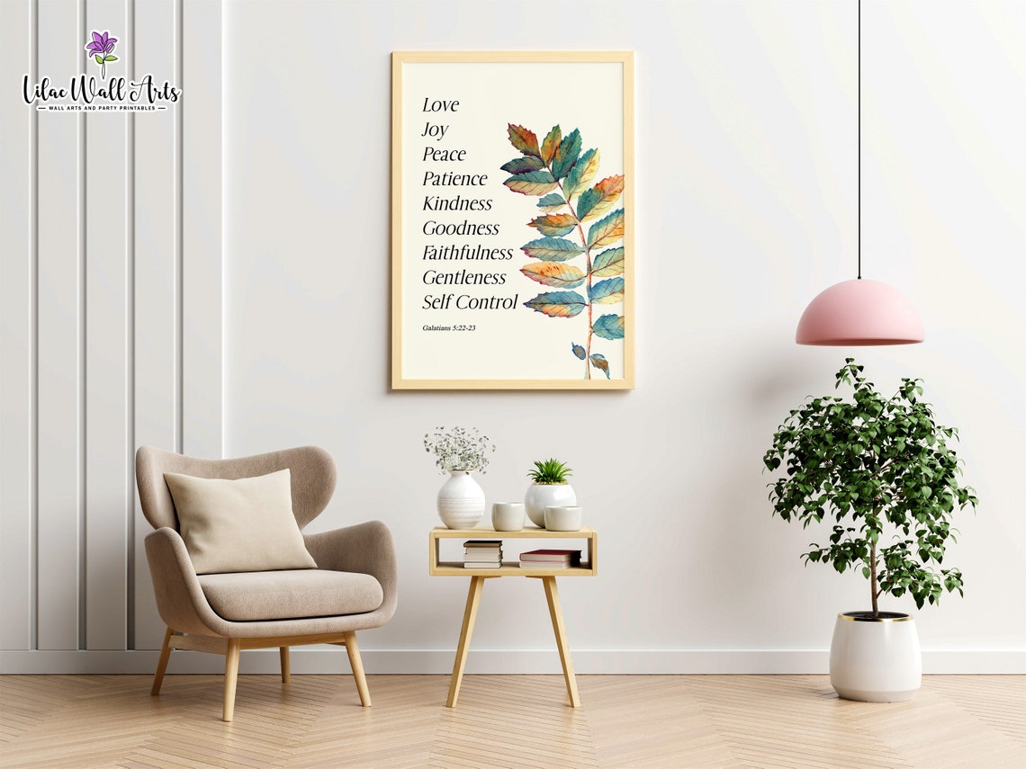 Fruit Of The Spirit Galatians 5 22 Bible Verse Wall Art Scripture Wall Art Botanical Print Christian Gift Christian Wall Dcor - Image 3