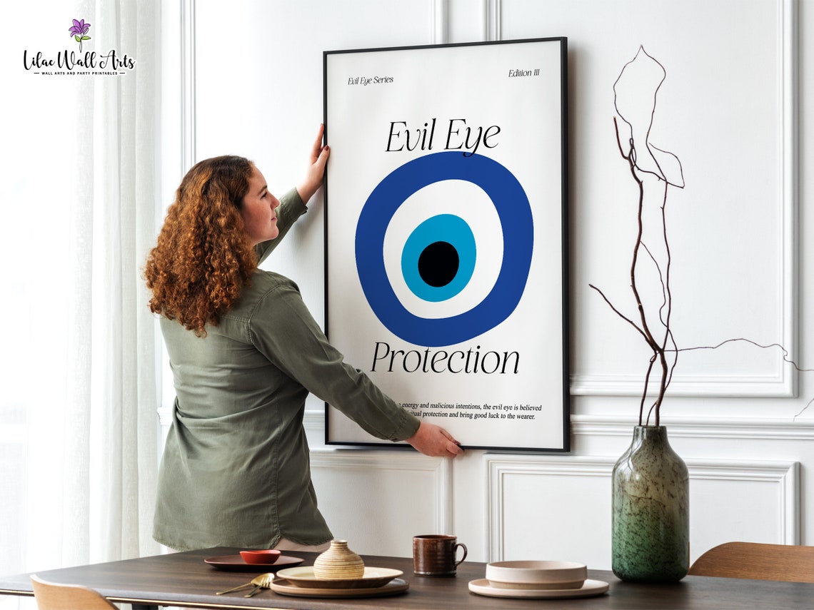 Evil Eye Nazar Blue Protection Symbol Minimalist Spiritual Art Poster - Image 3