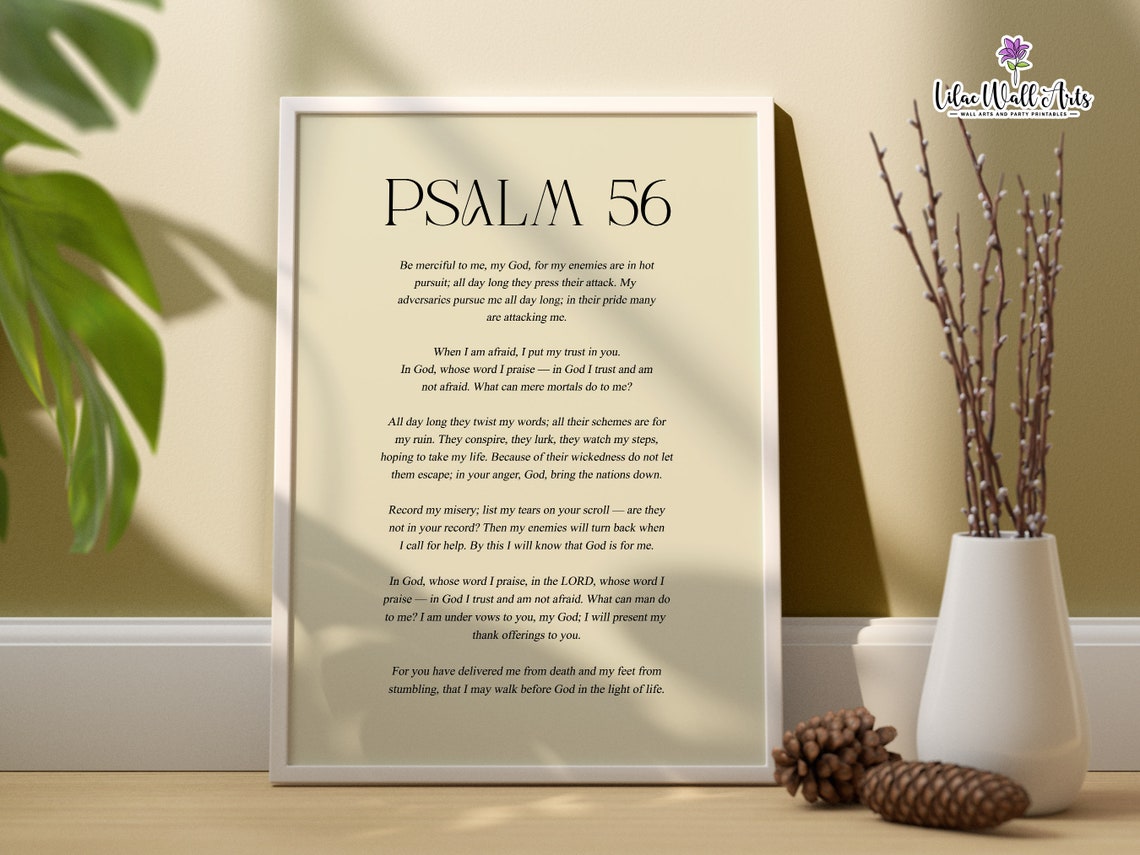 Psalm 56 When I Am Afraid Psalm Famous Bible Verses Biblical Wall Art Modern Christian Based Art Psalm Poster Daily Scripture - Image 3