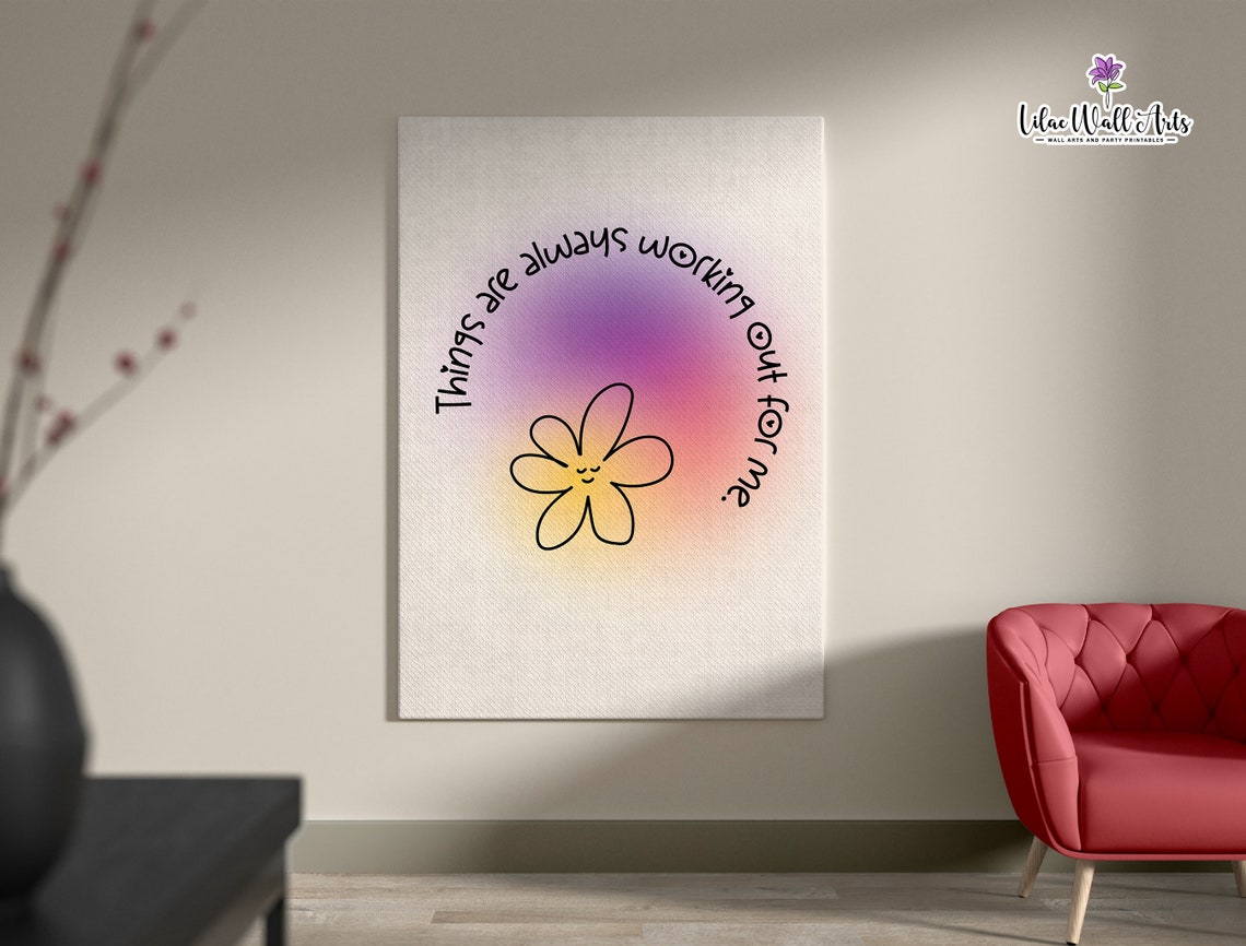Things Are Always Working Out For Me Pink Aura Flower Poster - Image 4