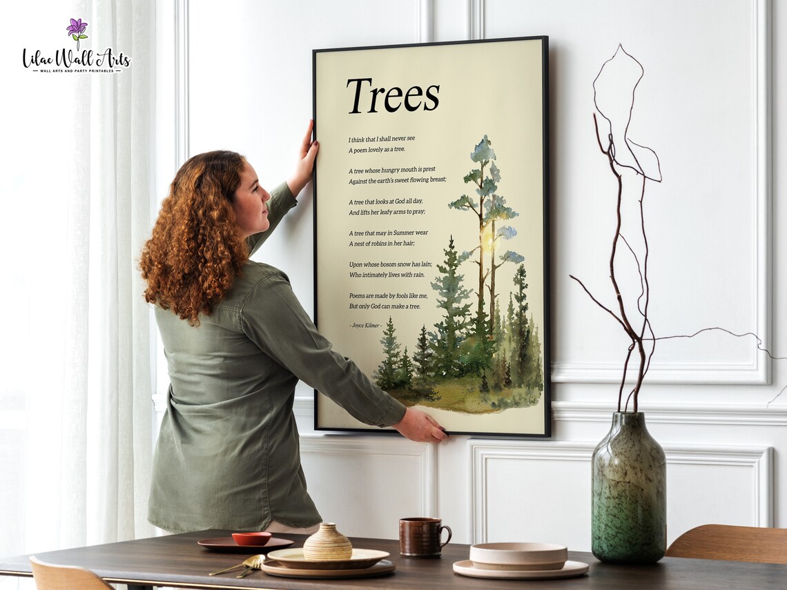 Joyce Kilmer Trees Poem Art Print, Nature Poem - Image 3