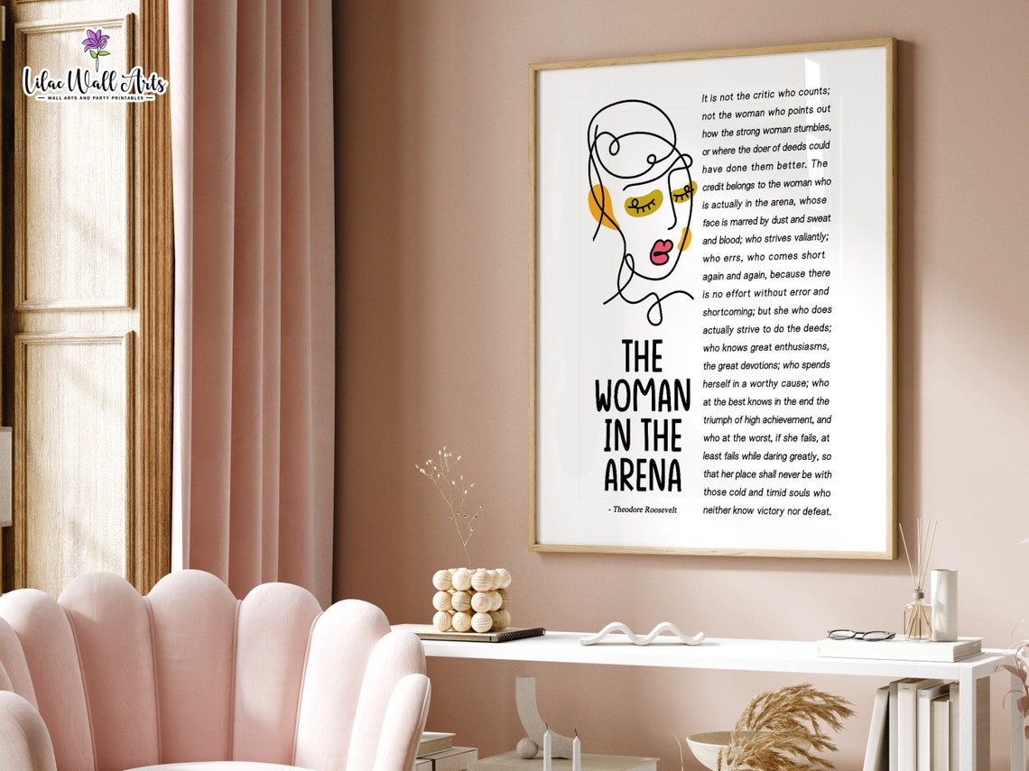 Woman In The Arena Poem Print Teddy Roosevelt Theodore Roosevelt Quote Daring Greatly Strong Woman Gift Poetry Literary Poster - Image 4
