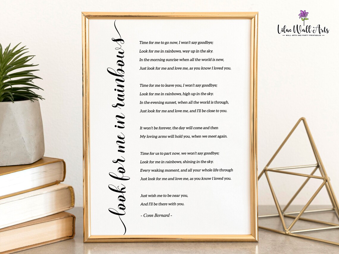 Look For Me In Rainbows Memorial Quote Art Print - Image 4