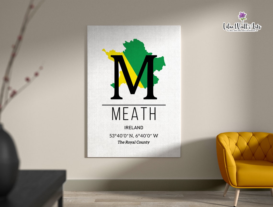 Meath Ireland County Map GPS Coordinates Royal County Poster - Image 4