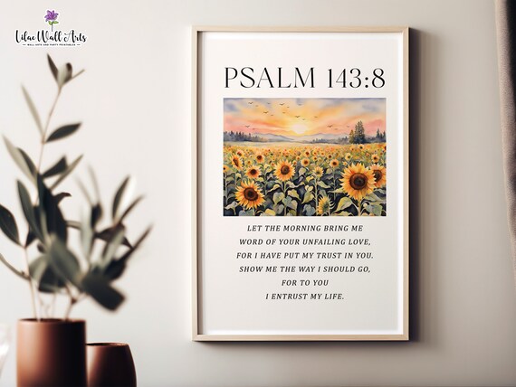 Psalm 143 Christian Farmhouse Psalm Wall Art Botanical Scripture Sign Psalm Poster Christian Gift Idea Bible Artwork Christian Painting