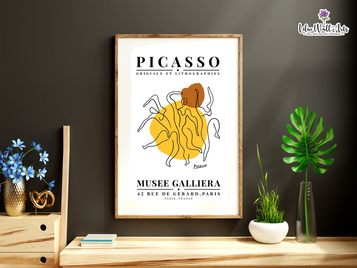 Picasso Dancers Line Art Mustard Museum Exhibition Art Poster - Image 3