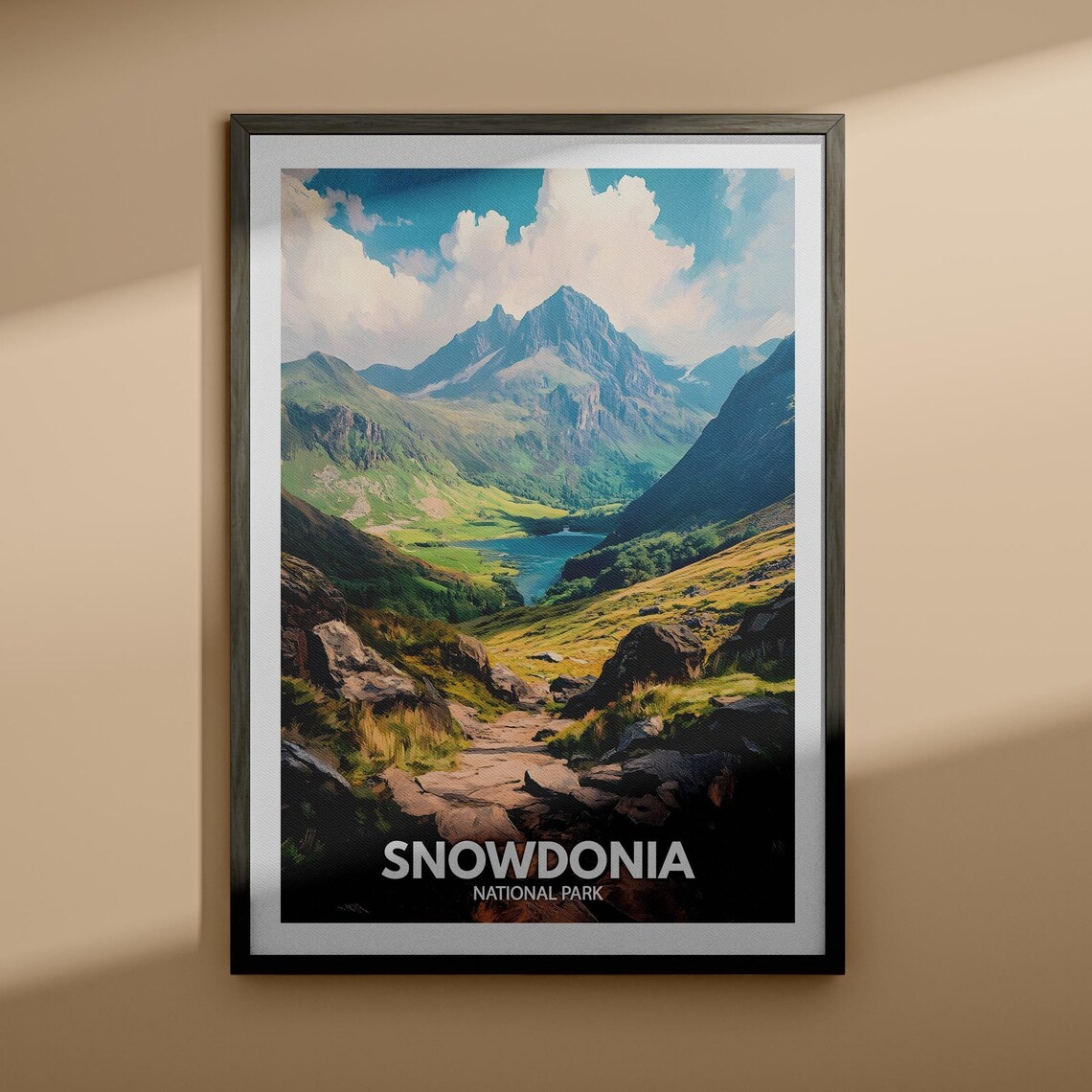 Snowdonia National Park Rocky Summit Trail Lake Travel Poster