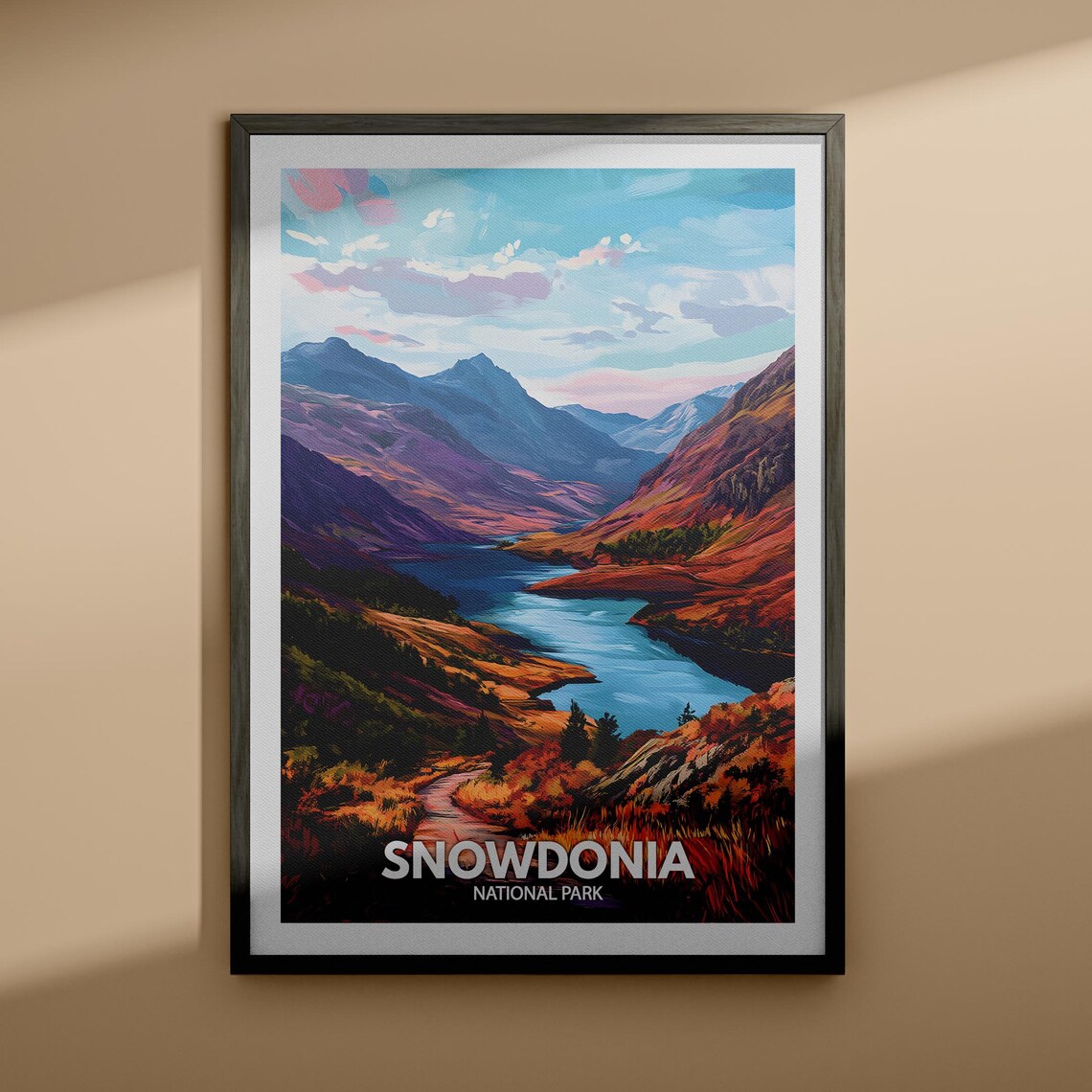 Snowdonia National Park Autumn Mountain Lake Landscape Poster