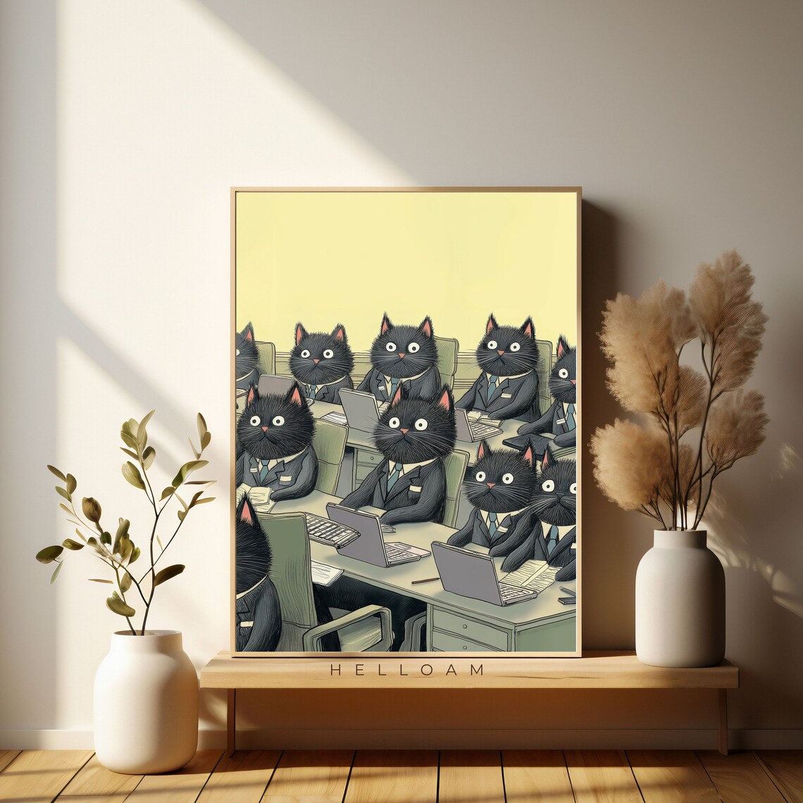 Black Cats Business Office Laptops Funny Corporate Work Humor Poster