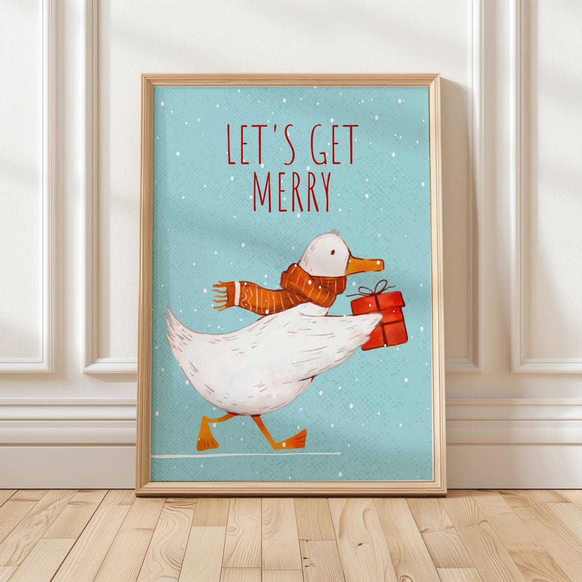 Lets Get Merry Christmas Duck Scarf Gift Cute Holiday Poster Kids