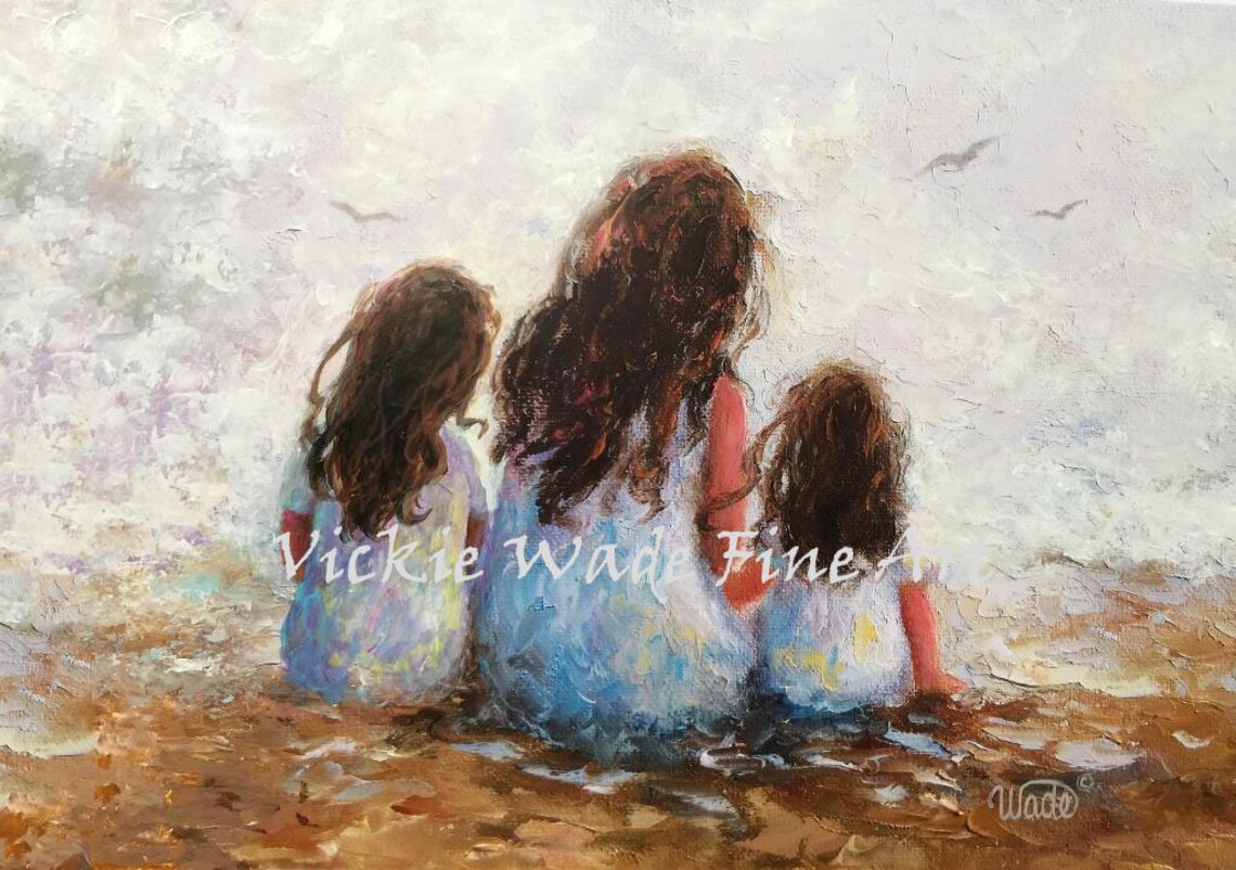 Mother and Daughters by the Sea, Vickie Wade Art Print