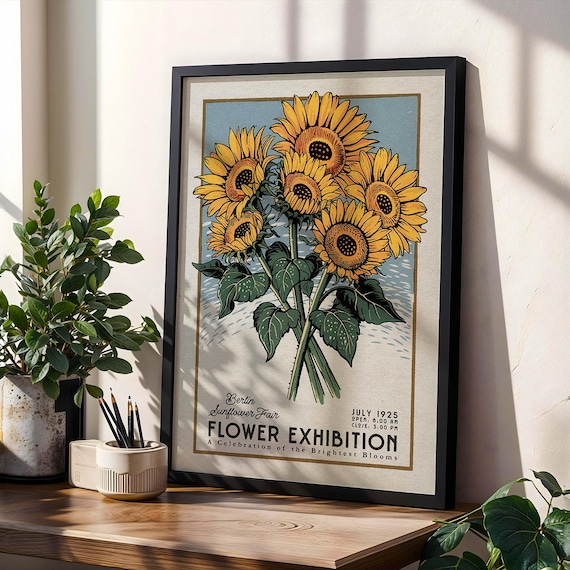 Berlin Sunflower Fair 1925 Vintage Flower Exhibition Art Poster