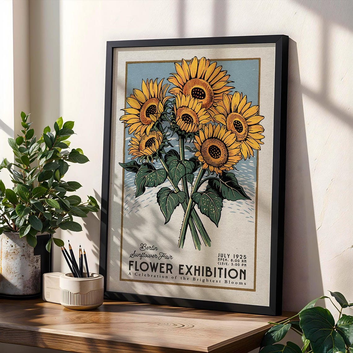 Berlin Sunflower Fair 1925 Vintage Flower Exhibition Art Poster