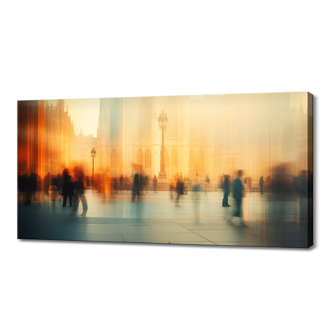 Golden City Square Rush Hour Abstract Blur Motion Light Art Poster