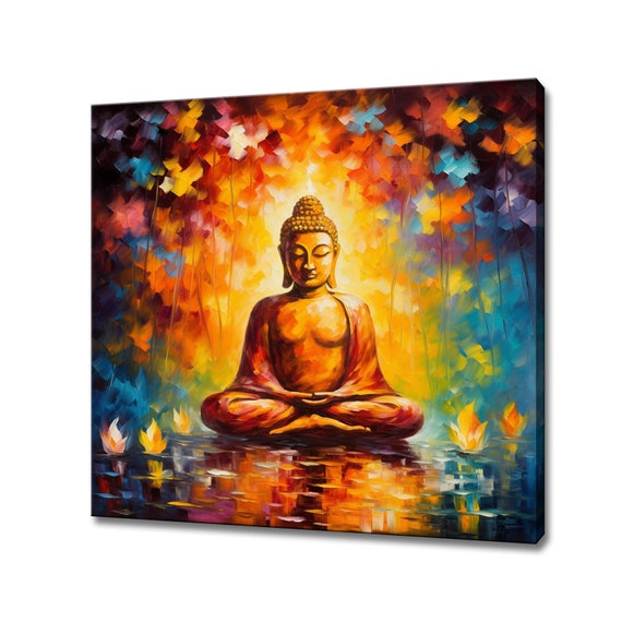Buddha Colourful Bright Print Spiritual Art Print Wall Hanging Peaceful Serene Home Decor Buddhist Zen Meditation Wall Art