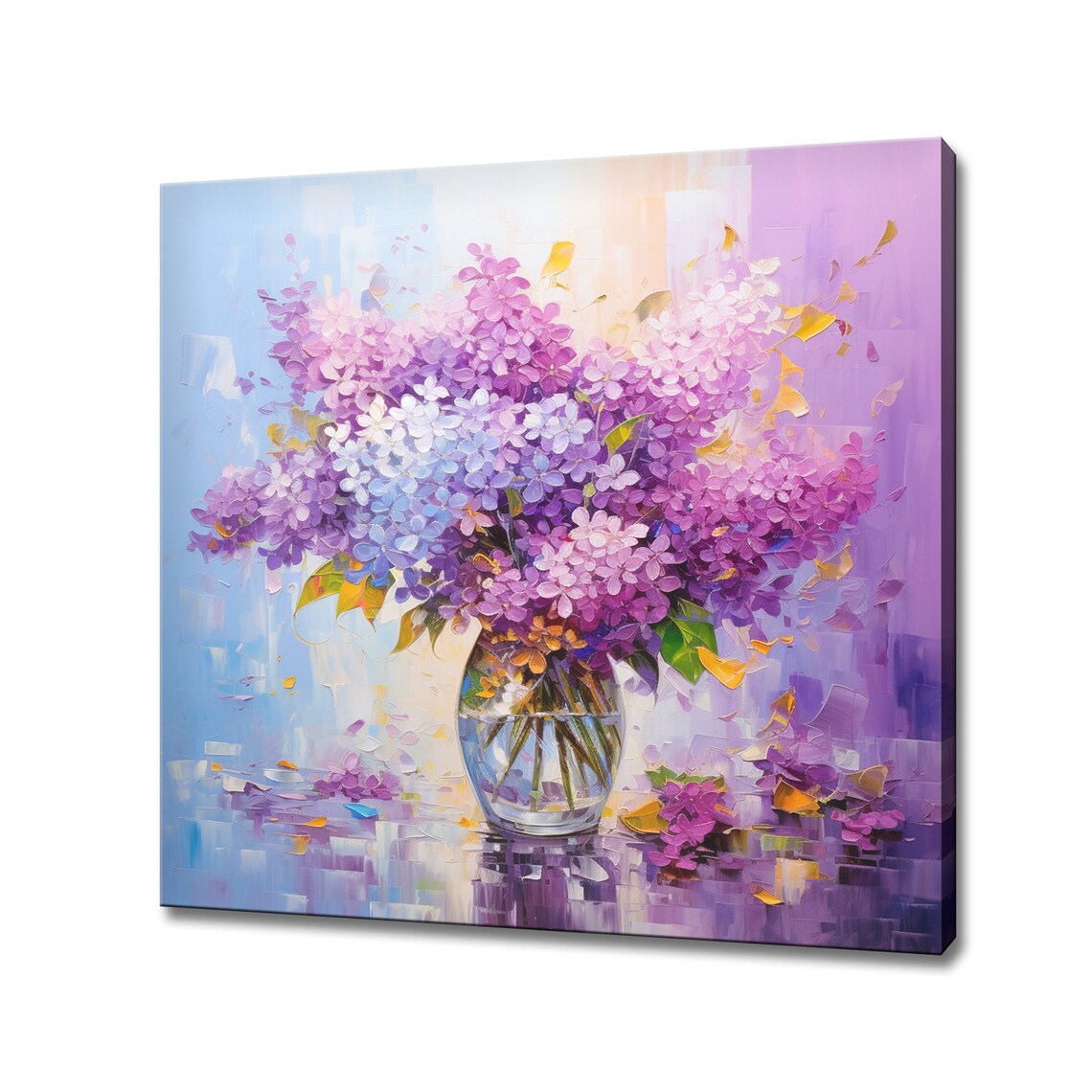 Purple Lilac Flowers In A Vase Oil Painting Style Print Art Wall Hanging Living Room Decor Modern Design Floral Art Print