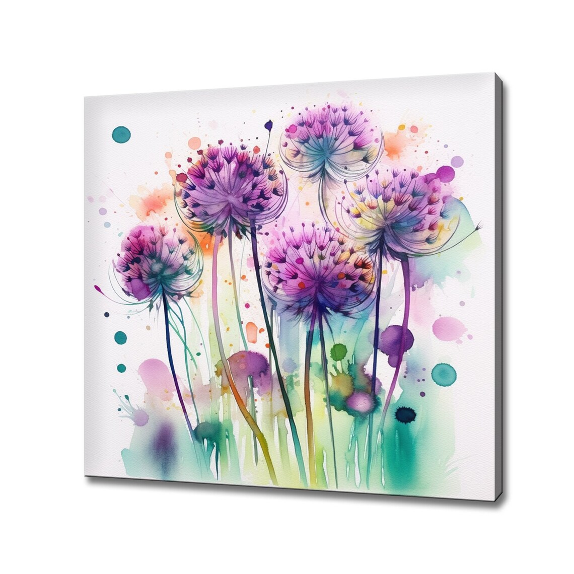 Purple Pink Dandelion Seed Heads Watercolor Soft Floral Art Poster