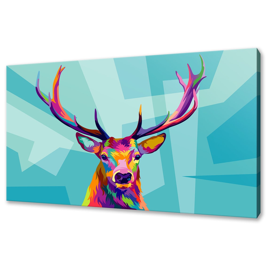 Colourful Modern Stag Pop Art Portrait Rainbow Antlers Poster
