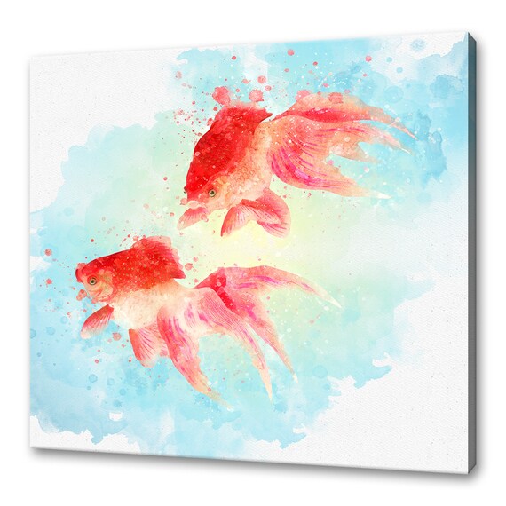 Gold Fish Art Print Watercolour Wall Hanging Handmade Home Decor Customised Gifts Animals Wall Art Fast Free Uk Delivery