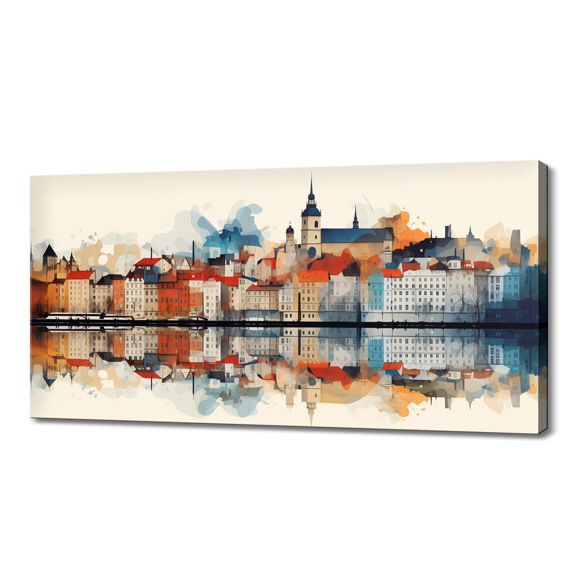 Bratislava Slovakia Old Town Watercolor Skyline Reflection Poster