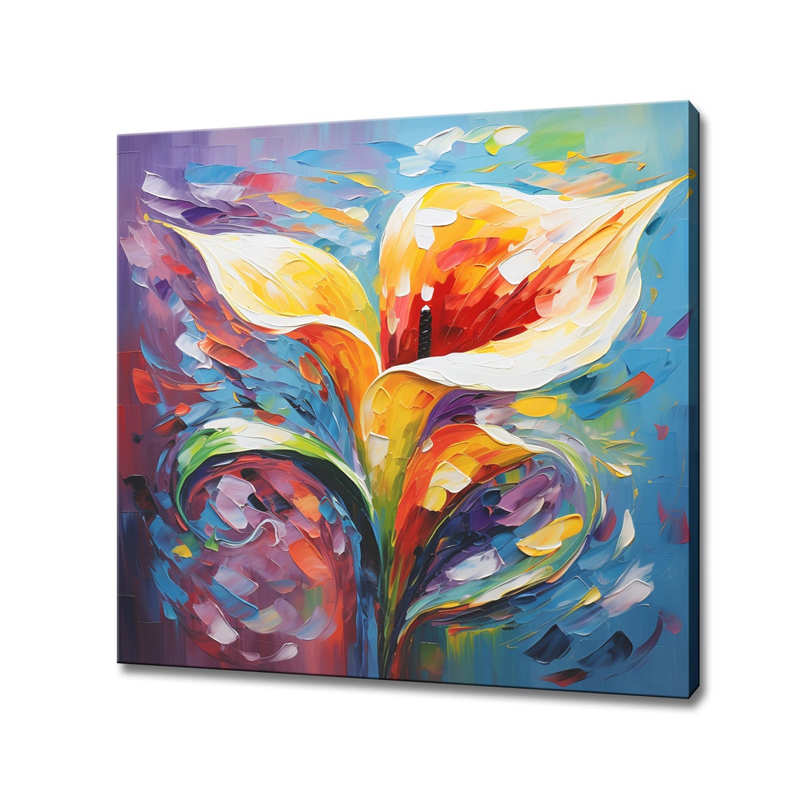 Abstract Calla Lily Impasto Oil Painting Vibrant Floral Poster