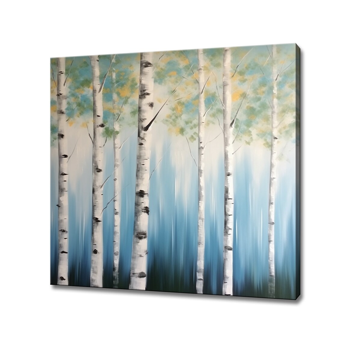 Birch Trees Forest Painting Style Print Colourful Landscape Wall Art Modern Large Wall Art Print Nature Picture Wall Hanging