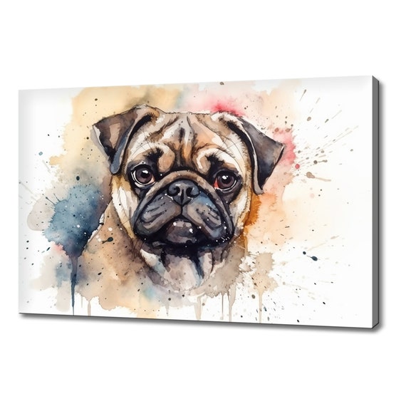 Cute Pug Puppy Dog Watercolour Painting Print Art Animals Wall Art Print On Gift For Dog Lover Dog Picture Print