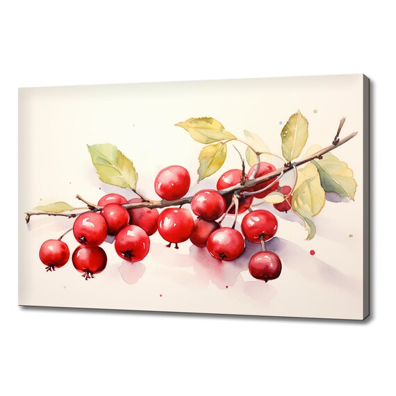 Red Cranberry Fruits Watercolour Painting Print Fruits Lover Gift Kitchen Restaurant Wall Art Print Colourful Fruits Wall Decor