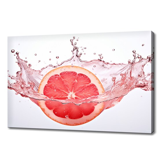 Grapefruit Slice Fruits Splashing In Water Print Fruits Lover Gift Kitchen Restaurant Wall Art Print Colourful Fruits Wall Decor