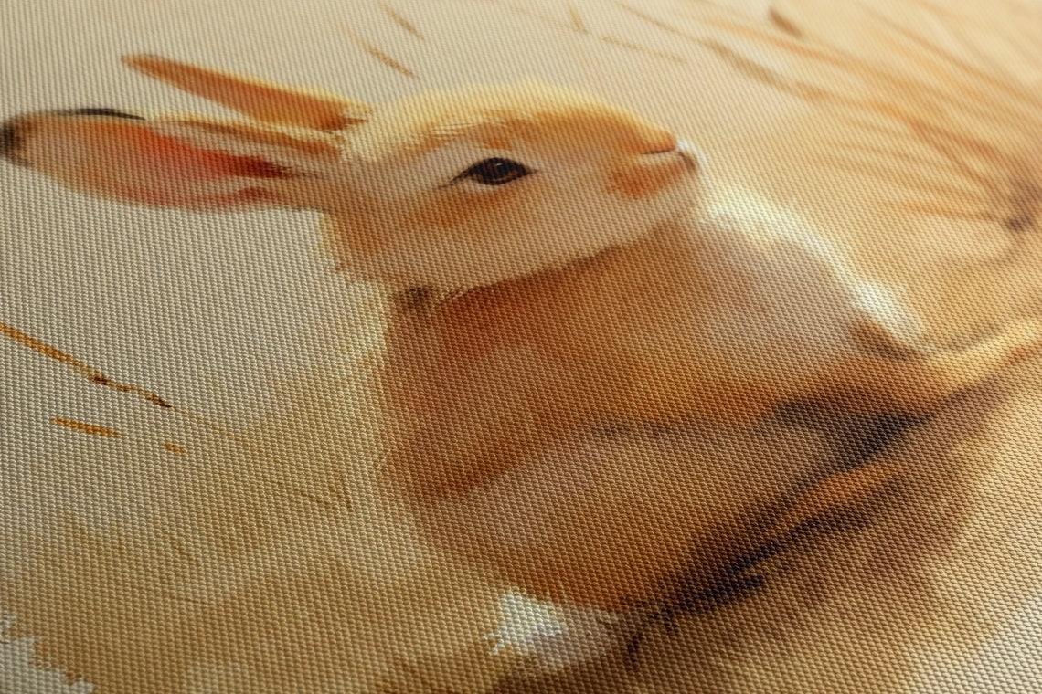 Cute Bunny Rabbit Watercolour Golden Wheat Field Animal Poster - Image 3