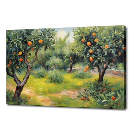 Orange Tree Yard Orchard Watercolour Painting Print Fruits Lover Gift Kitchen Restaurant Wall Art Print Fruits Tree Wall Decor