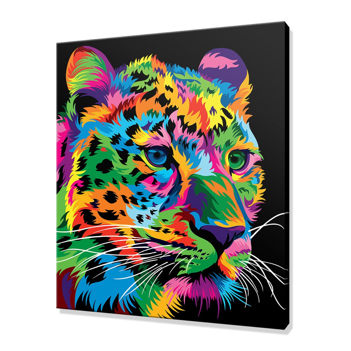 Colourful Cheetah Face Pop Art Neon Rainbow Big Cat Portrait Print