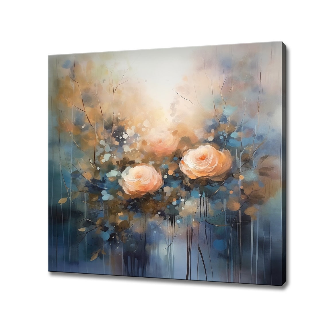 Beautiful Blooming Peony Flowers Oil Painting Style Print Art Picture Wall Hanging Pastel Colours Floral Wall Art Living Room Decor