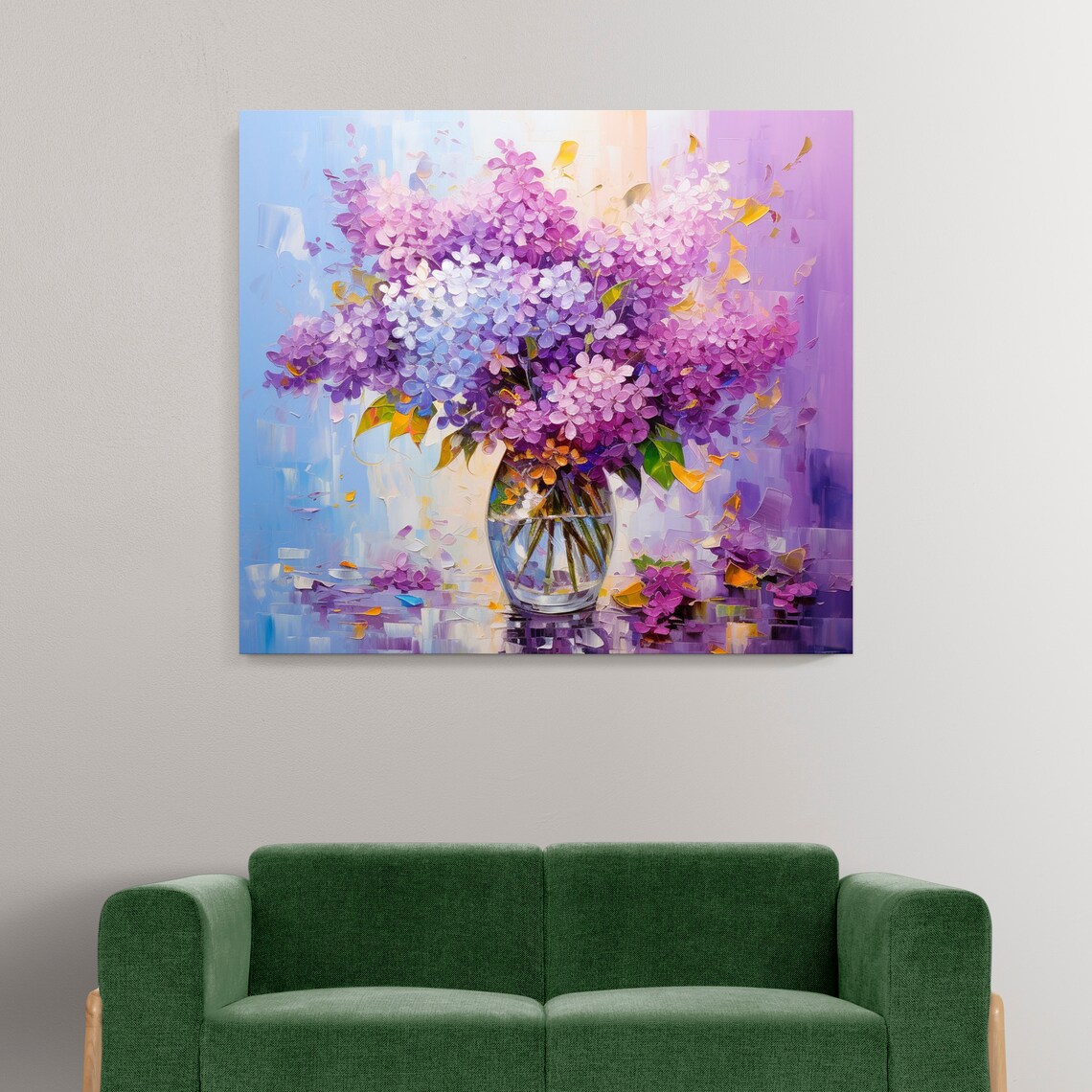 Purple Lilac Flowers In A Vase Oil Painting Style Print Art Wall Hanging Living Room Decor Modern Design Floral Art Print - Image 3