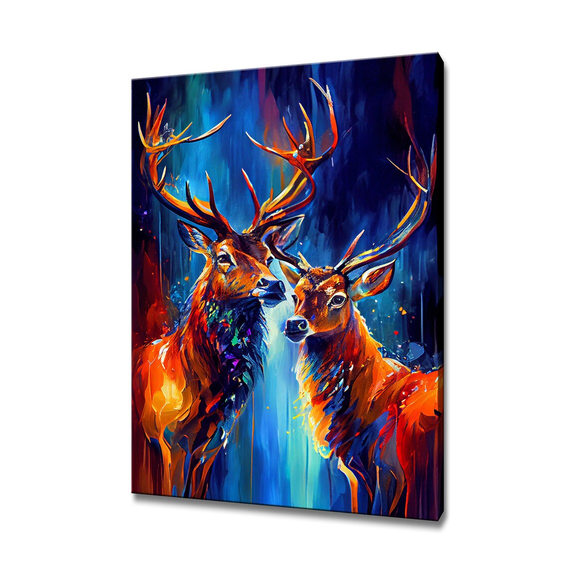 Stag Deer Colourful Painting, Wildlife Art Print