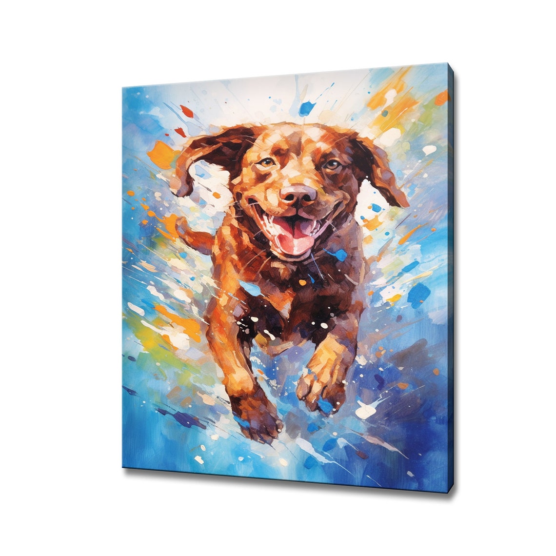 Brown Labrador Retriever Dog Animal Print Colourful Dog Portrait Painting Print Gift For Labrador Retriever Dog Lover Dog Art