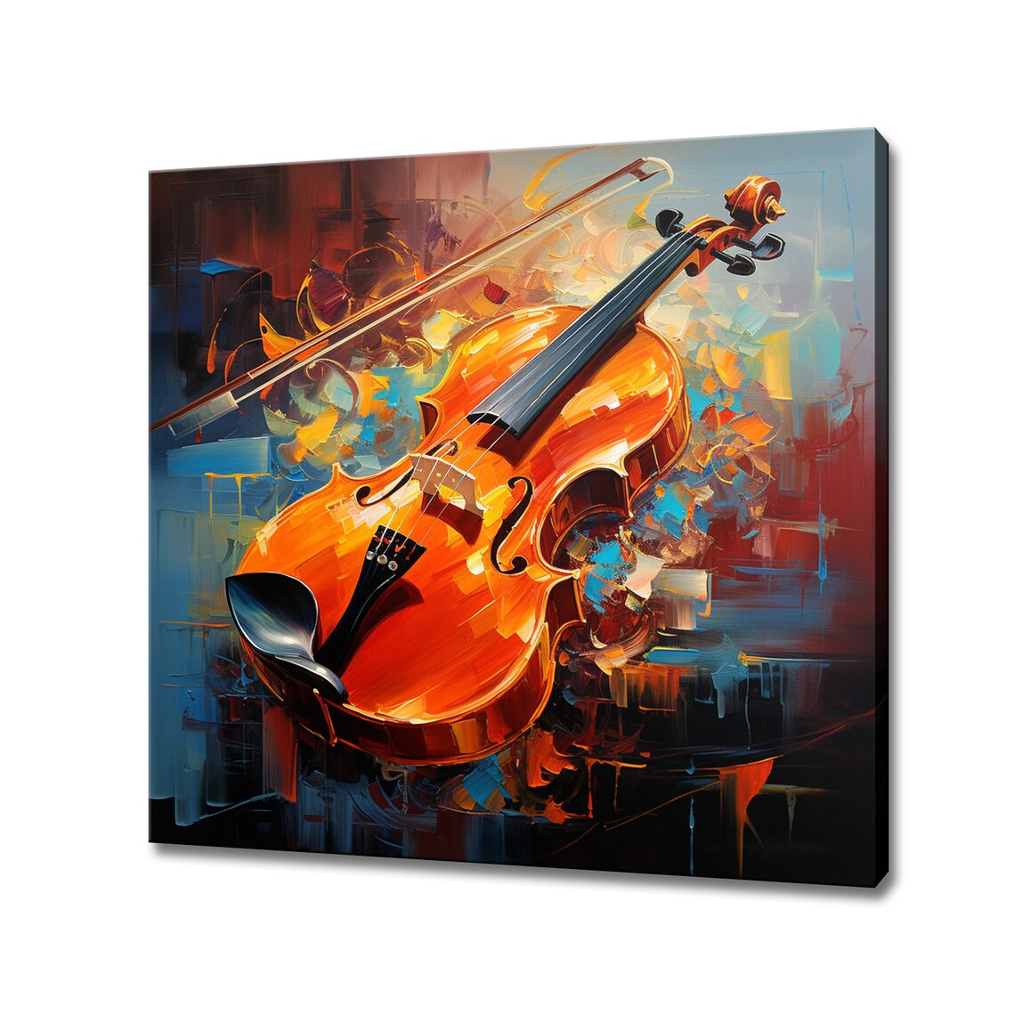 Violin Music, Colorful Oil Painting Style Art Print