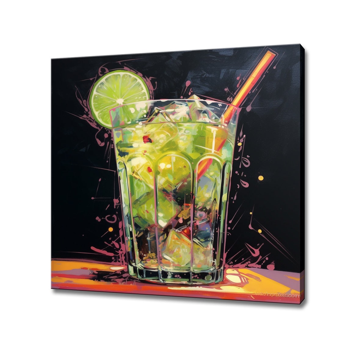 Mai Tai Cocktail Lime Ice Tall Glass Pop Art Painting Bar Decor Print