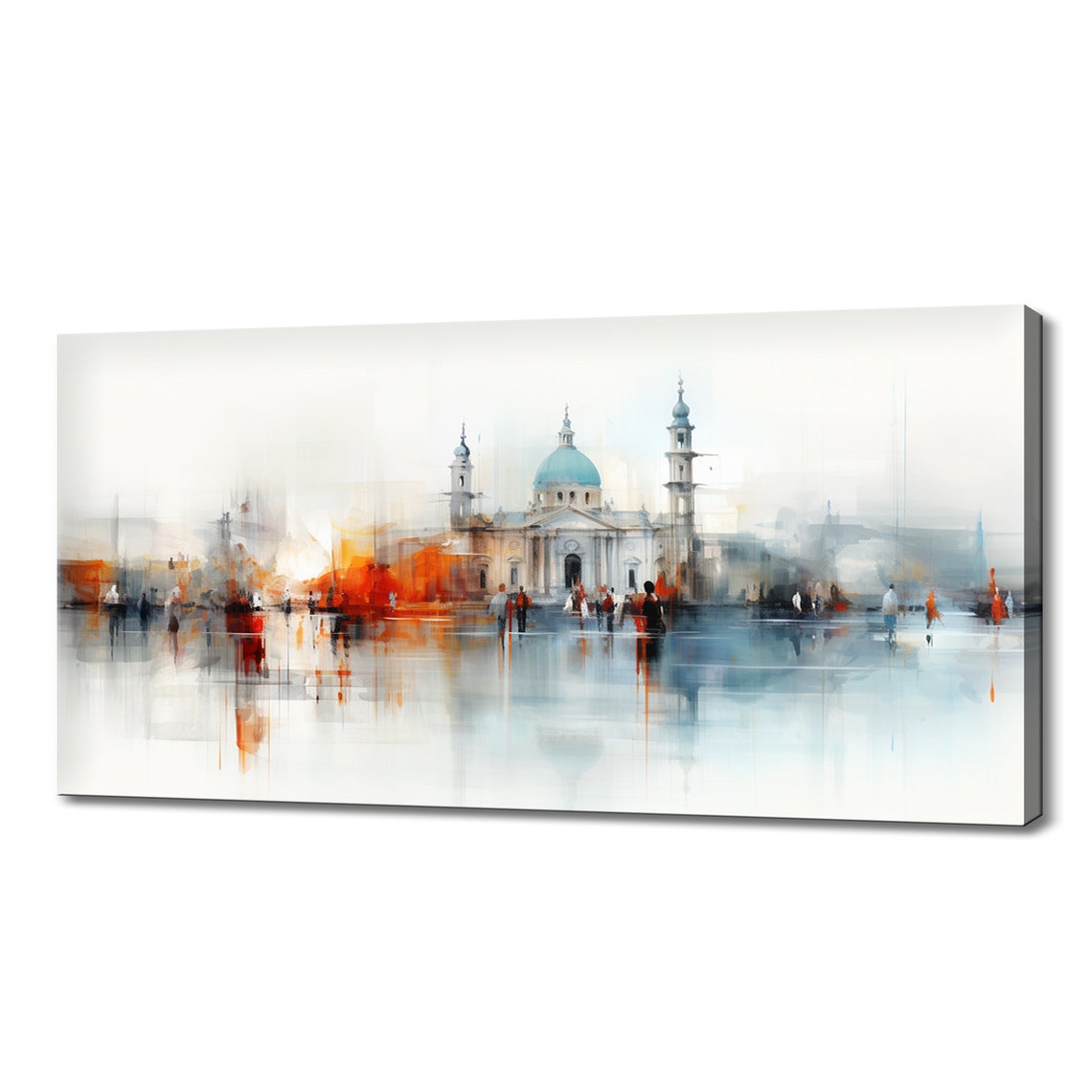 Rome Italy Watercolor Rain Cityscape Basilica Dome Street Poster