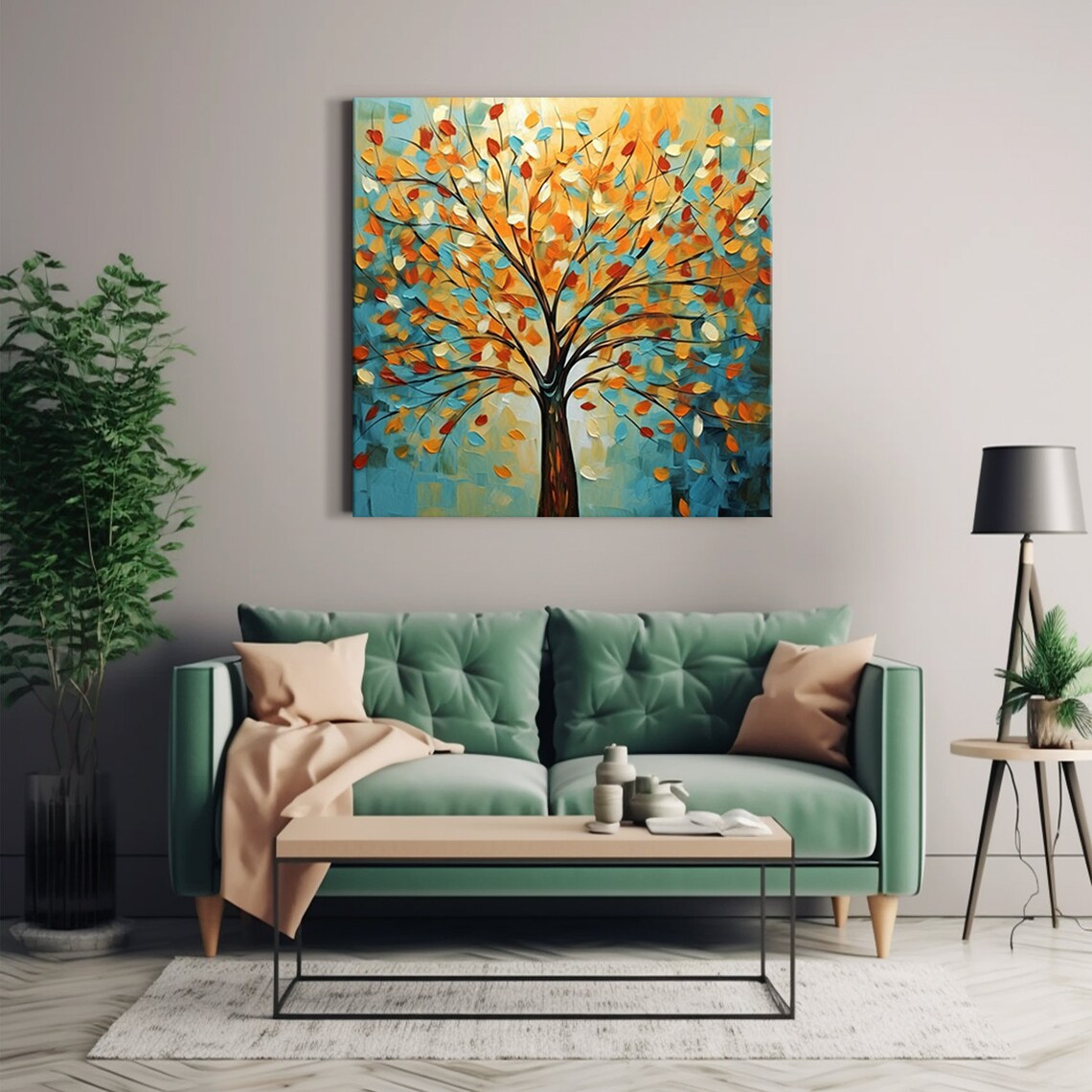 Abstract Autumn Leaves Tree, Oil-Painting Style Print - Image 2