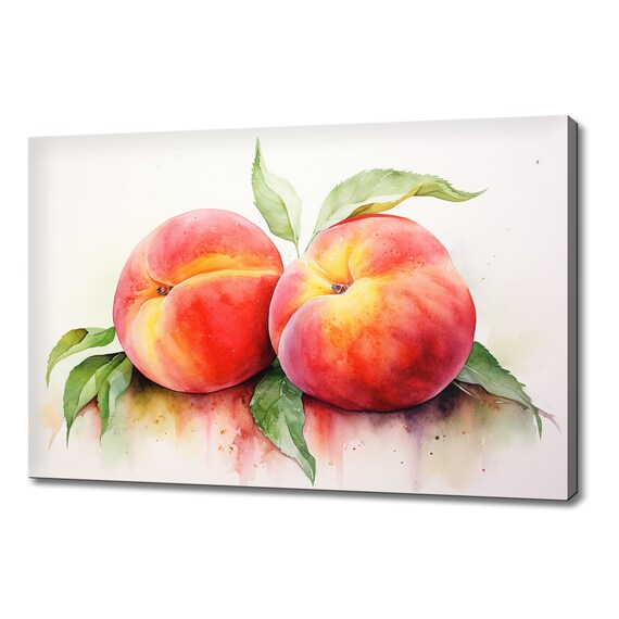 Peaches Fruits Watercolour Painting Print Fruits Lover Gift Kitchen Restaurant Wall Art Print Colourful Fruits Wall Decor