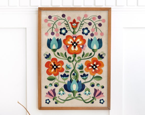 Mountain Flowers Folk Motif Art Print