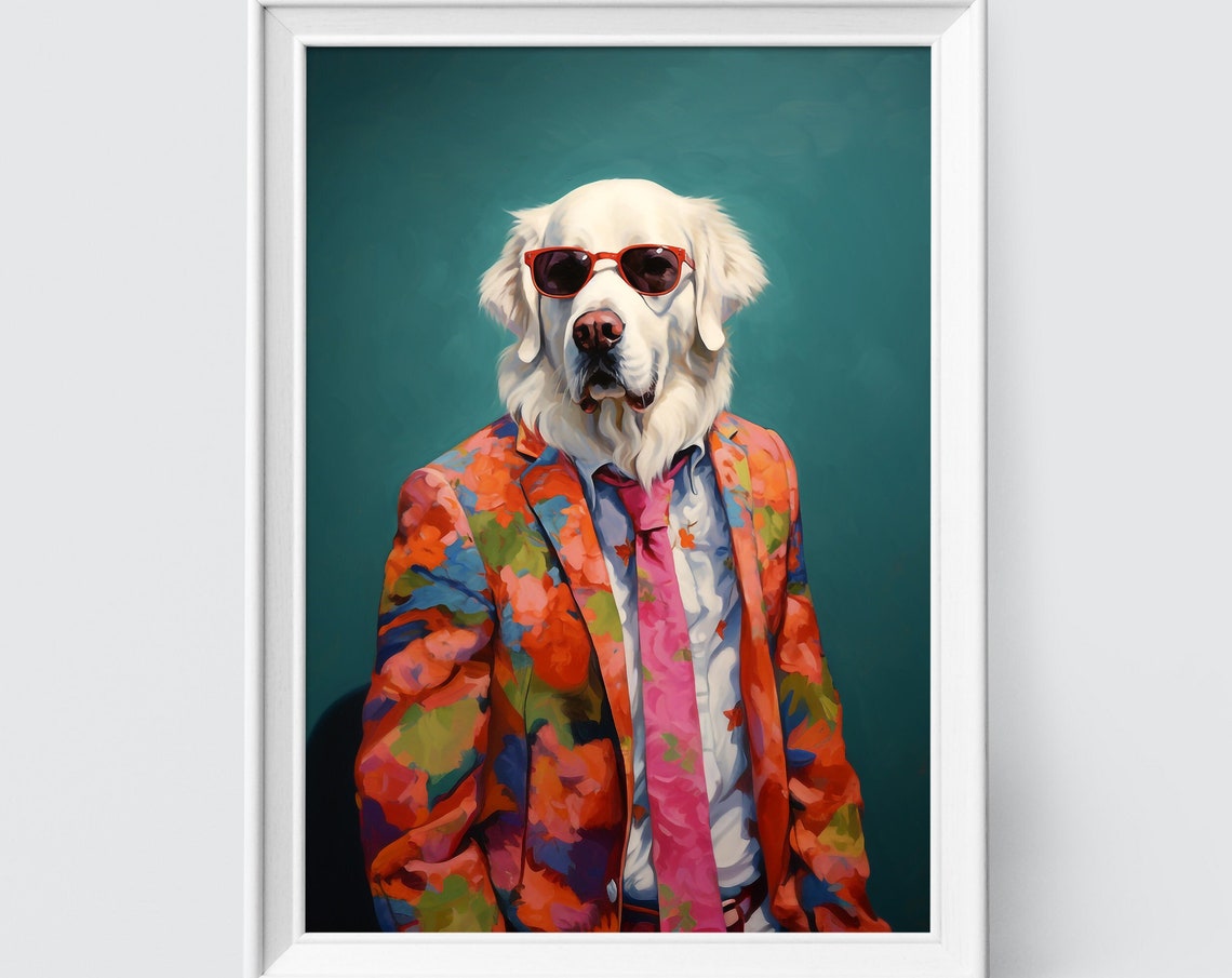 Great Pyrenees Dog Art Fashion Print Dog Portrait Fashion Art Animal Art Animal Painting Art Prints