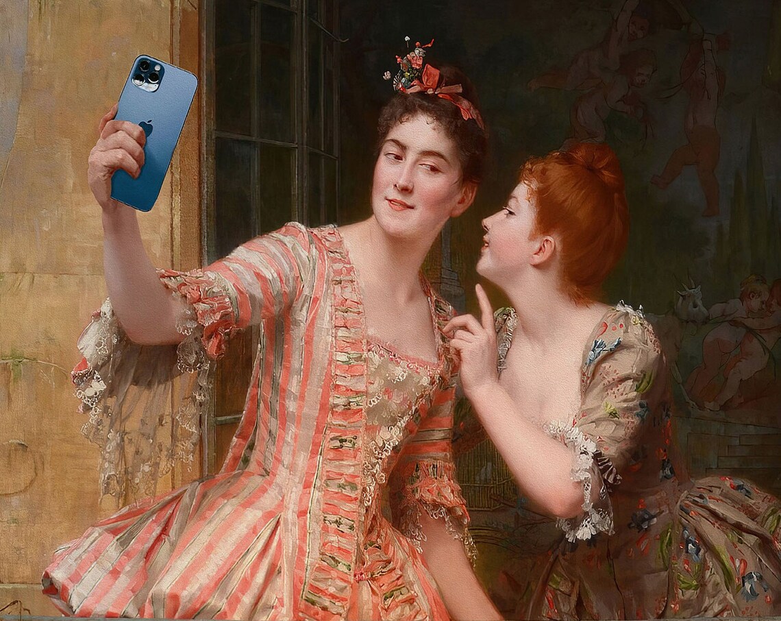 Vintage Victorian Women Selfie, Funny Wall Art Print - Image 3