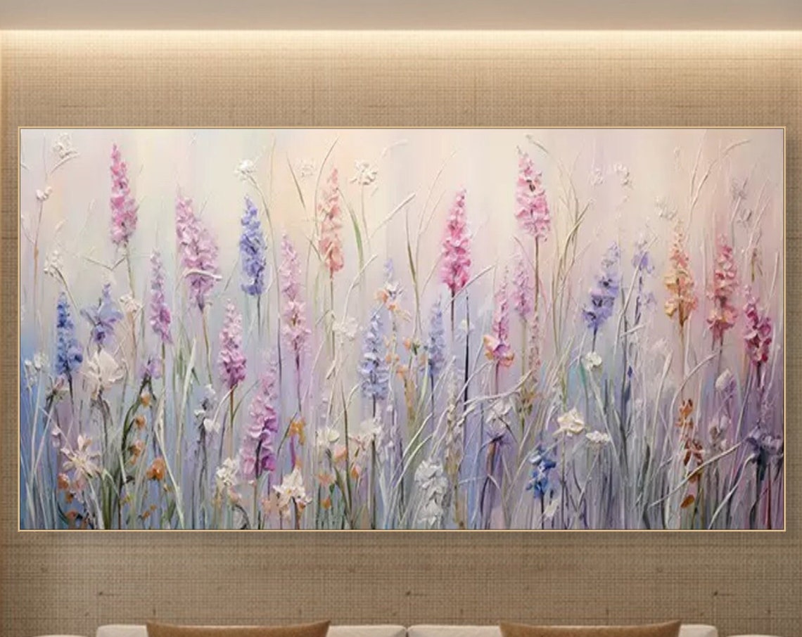 Soft Lavender Flower Spikes In Dreamy Pastel Field Art Poster