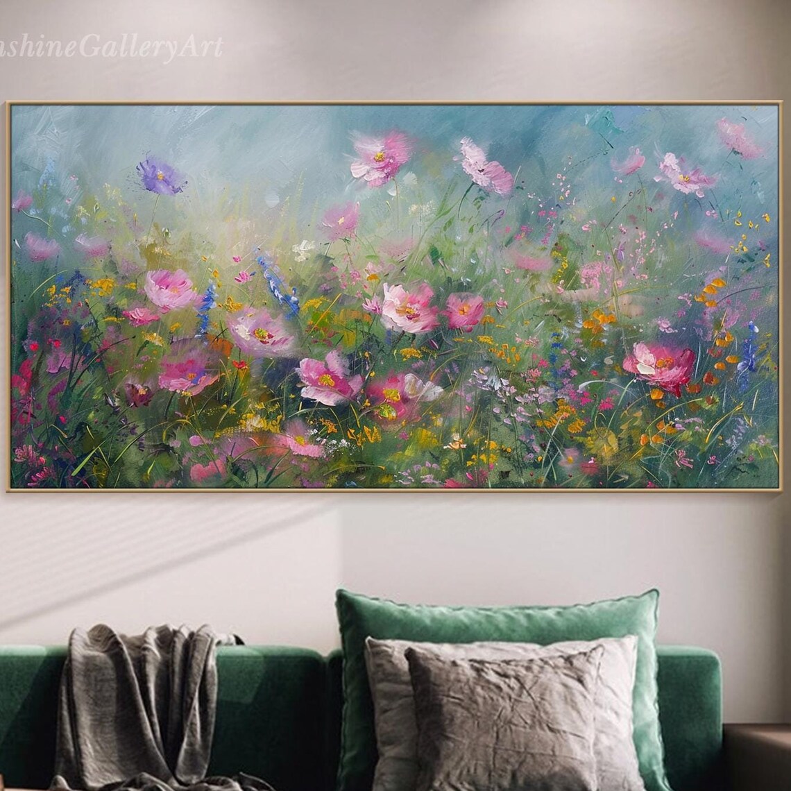 Pastel Wildflower Meadow In Pink Yellow And Lavender Art Poster