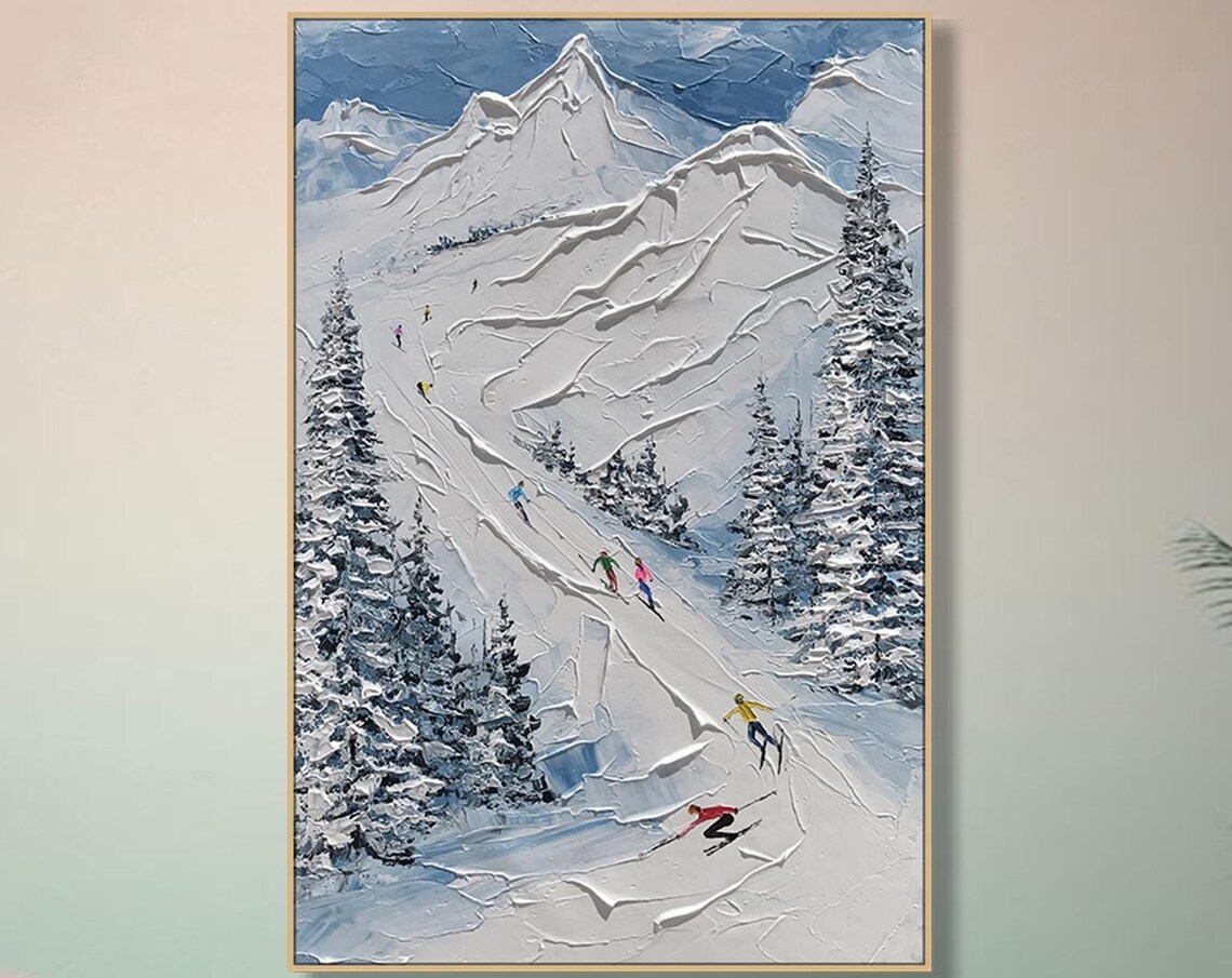 Custom Ski Sport Painting, Personalized Mountain Art Print