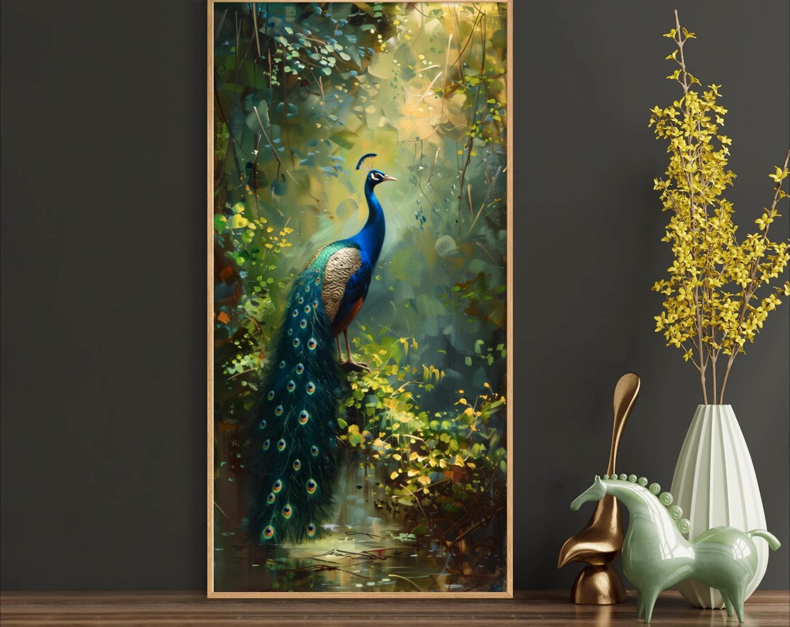 Elegant Peacock Tropical Bird, Exotic Wildlife Art Print